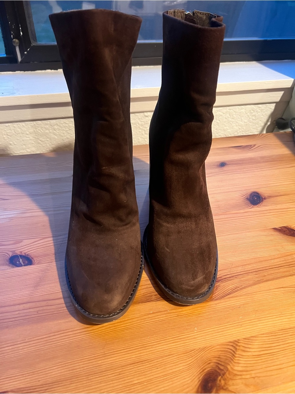 Steve Madden Dark Brown Suede Mid-Calf Heeled Boots